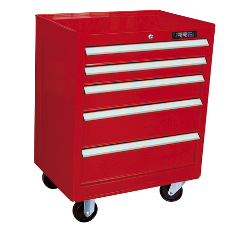 URREA EX-Series Roller Cabinet, 5 Drawer, Red, Steel, 22-1/2 in W x 33-1/2 in D x 18 in H EX27M5